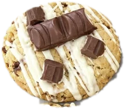 Bueno cookie with a white drizzle